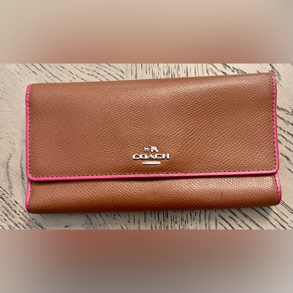 COACH WALLET , BROWN & PINK - Picture 1 of 3